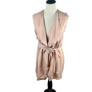 NEW Eliane Rose Drape Vest Women‎ Small Dusty Pink Open Front Waist Tie Tencel